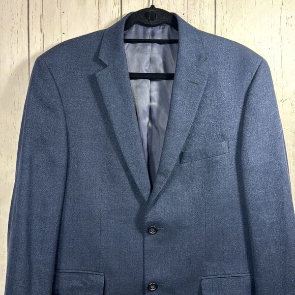 Jos A Bank Mens Linen Wool Blend Tailored Fit Navy Blue Casual Blazer Jacket - Picture 6 of 16